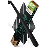Robfox Edelstahl Schuhlöffel 58cm lang I langer Schuhloeffel I extra stabil Metall Schuhanzieher kurz I Premium Schuhanziehhilfe perfekt für jeden Schuh I Schuhlöffel Metall lang (schwarz matt)