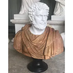 Casa Padrino Luxus Antik Stil Marmor Büste Römer Weiß / Braun / Schwarz H. 80 cm - Marmor Skulptur
