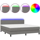 vidaXL Boxspringbett mit Matratze & LED Dunkelgrau 160x200 cm Stoff