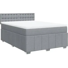 vidaXL Boxspringbett mit Matratze Hellgrau 140x200 cm Stoff