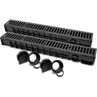 Wiltec Entwässerungsrinne 2x 1 m mit Abdeckrost aus Gusseisen