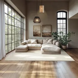 Tectake Kurzflorteppich Soft Zone - creme, 200 x 290 cm
