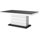 designimpex Couchtisch H-333 Schwarz MATT / Weiß HOCHGLANZ höhenverstellbar ausziehbar schwarz