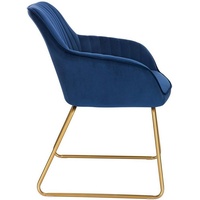 Woltu Esszimmerstuhl (2er-Set, 2 St), Küchenstuhl Polsterstuhl Wohnzimmerstuhl Sessel, mit Armlehne, Sitzfläche aus Samt, Gold Beine aus Metall, blau blau