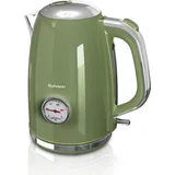 Nostalgie Wasserkocher R-7715, Retro-Design, grün, 1,7 l, 2200 W, Wassertemperaturanzeige, Abschaltautomatik - Grün