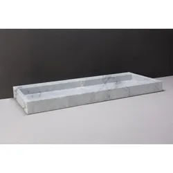 Forzalaqua Stein Waschbecken, PALERMO CARRARA MARMOR POLIERT 120,5X51,5X9CM mit Hahnloch