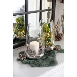 Edzard Windlicht Bora, Höhe 28 cm, glatt, vernickelter Keramikfuß