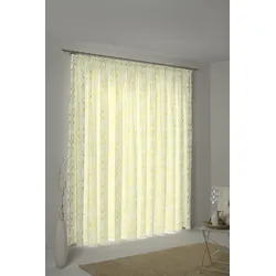 Vorhang ADAM "Wave", bunt (natur, hellgrün, gelb), B:145cm H:175cm, Jacquard, Baumwolle (Bio-Baumwolle), Leinen, Gardinen, nachhaltig aus Bio-Baumwolle