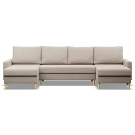 mebligo Eckcouch Textil 4-Sitzer Beige