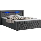 Juskys Boxspringbett Leona Samt 180x200 cm Grau