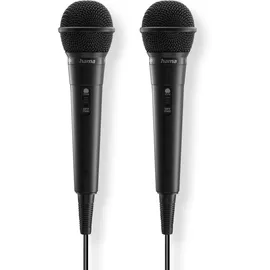 Hama Mikrofon, 2er Set (dynamisches Mikrofon, Handmikrofon mit Kabel, 3,55mm Klinke/6,35mm Klinke, ideal als Karaoke