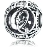 Geburtstags-Charms aus echtem 925er-Sterlingsilber, mit Initiale A-Z, DIY, Alphabet-Charm-Anhänger für Pandora-Charm-Armbänder (Buchstabe Q)