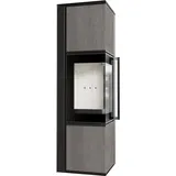 Kaminofen aus Stahl KRATKI TORA/M 8 kW Ø 150 Quarzsinter NATURALI PIETRA DI SAVOIA GRIGIA BOCCIARDATA