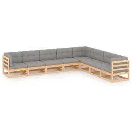 vidaXL 8-tlg. Garten-Lounge-Set mit Kissen grau