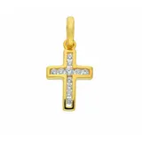 Adelia ́s Kettenanhänger Kreuzanhänger 333 Gold (8K) mit Zirkonia, Goldanhänger Kreuz goldfarben