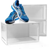 3er Set Weiße Schuhbox Stapelbar Aufbewahrungsbox Kunststoffbox Schuhkasten Schuhkarton Schuhorganizer bis Gr.47