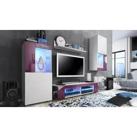 Vladon Wohnwand, Brombeere, Holzwerkstoff, 300x190x39 cm, Wohnzimmer, Wohnwände, Wohnwand-Sets