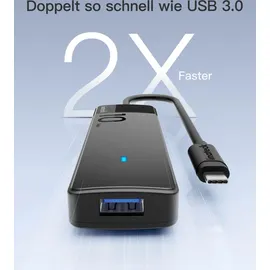 Inateck USB 3.2 Gen 2 Geschwindigkeit, USB-C zu USB Hub mit 4 USB-A-Anschlüssen, HB2025