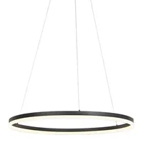 QAZQA Design Ring-Hängelampe schwarz 80cm inkl. led und Dimmer - Anello