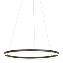 QAZQA Design Ring-Hängelampe schwarz 80cm inkl. led und Dimmer - Anello