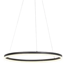QAZQA Design Ring-Hängelampe schwarz 80cm inkl. led und Dimmer - Anello