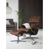 Stressless Stressless® »Reno«, (Set, Relaxsessel mit Hocker), mit Hocker, mit Cross Base, Größe S, M & L, Holzakzent braun