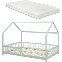 [en.casa] Hausbett Hesel 140 x 200 cm Kiefer mintgrün