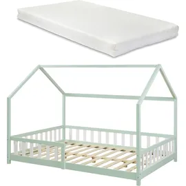 [en.casa] Hausbett Hesel 140 x 200 cm Kiefer mintgrün