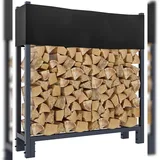 deluke Kaminholzregal Außen Metall 25 x 110 x 115 cm Grau