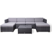 SVITA LUGANO Polyrattan Lounge Rattan Set Couch Sofa Garnitur Grau Gartenmöbel