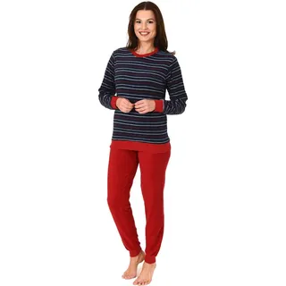 normann RELAX by Normann Eleganter Damen Frottee Pyjama langarm mit Bündchen in Streifenoptik - 291 201 13 568, ; 44