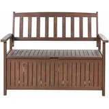 Beliani - Gartenbank Dunkelbraun Akazienholz 120 cm mit Armlehnen Stauraum Modern Rustikal Garten Terrasse Wintergarten Ausstattung Sitzmöbel Outdoor
