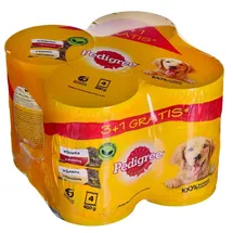 PEDIGREE Adult 3+1 PACK 4X400G - Hundenassfutter in Gelee (2x MIT HÜHNCHEN, 2x MIT Rindfleisch Huhn Dose 4x400 g: