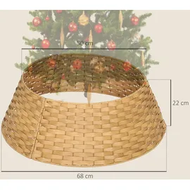 Homcom Weihnachtsbaumrock, Ø 68cm Weihnachtsbaum Kragen aus Kunststoff, für den Christbaum Ständer, Weihnachtsbaumständer Abdeckung für Zuhause, Party, Dekoration, Naturholz