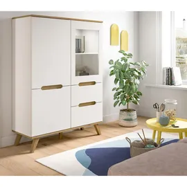 inn.furn Highboard weiß Eiche 100 x 140 cm, mit Soft Close Hygge