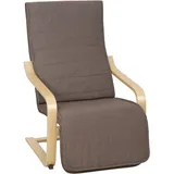 Akzentsessel, Relaxsessel Mit Verstellbarem Fußteil, Birkenholzrahmen, Bis 120 Kg, 66,5 X 94 X 100 Cm, Braun