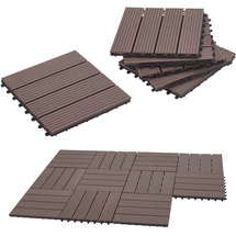 [en.casa] WPC Fliesen Schramberg 11er Set 1m2 Dunkelbraun