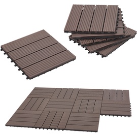 [en.casa] WPC Fliesen Schramberg 11er Set 1m2 Dunkelbraun