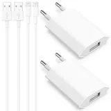 iPhone Ladekabel, 4er-Pack 5W USB A Ladegerät und 2M Ladekabel Kabel for iPhone 8 7 6 6S 5S 14 13 12 11 Pro Max XR X XS SE Plus, USB Netzteil Stecker Adapter Ladegerät, Kable Ladeadapter Romalux