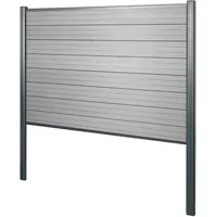 MCW WPC-Sichtschutz Savoie Zaun Windschutz Alu-Pfosten Zum Einbetonieren - Basiselement 190cm Grau