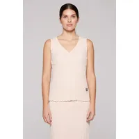 Soccx Damen Ripptop, V-Ausschnitt, Knopfleiste, Baumwolle, Milky Beige, L