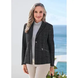 GOLDNER Kurzgröße: Eleganter Baumwollblazer, Karomuster in schwarz / gemustert), | Gr.: 21