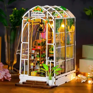 OSDUE Book Nook Kits, Garden House Puppenhaus, DIY Miniatur Haus, 3D Wandbehang Puzzle Haus Modellbausätze, DIY Puppenhäuser Miniatur Haus Kit für Zuhause, Buchstützen Dekor Geschenk zum Muttertag