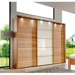 Schwebetürenschrank WIEMANN "Kufstein", braun (eiche, glas magnolie), B:300cm H:240cm, Schränke, mit Glas
