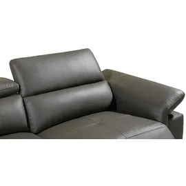 vente-unique Relaxsofa Ecksofa Leder elektrisch - Ecke Links - Anthrazit - PASCALINE