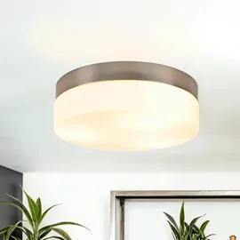Licht-Erlebnisse Deckenlampe 1 x E27 rund Glas Nickel matt