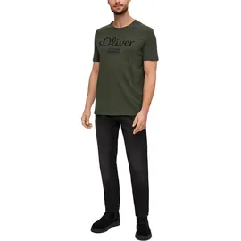 S.Oliver T-Shirt - Basic, Logoprint, Rundhals, Baumwolle Dunkelgrün S