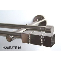 Edelstahl Gardinenstange Kristall Strass 2-läufig  H20