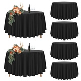 6er-Set Schwarze Runde Tischdecke 228cm Durchmesser, Runde Tischdecke für Ø90-180cm Tische, Polyester Wasserdicht Waschbar Runde Große Tischdecke für Hochzeit Party Buffet Camping Restaurant (90 Zoll)