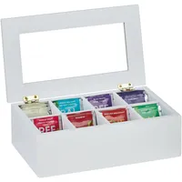 Relaxdays Teebox, 8 Fächer, Bambus, HBT: 9x28x16 cm, für